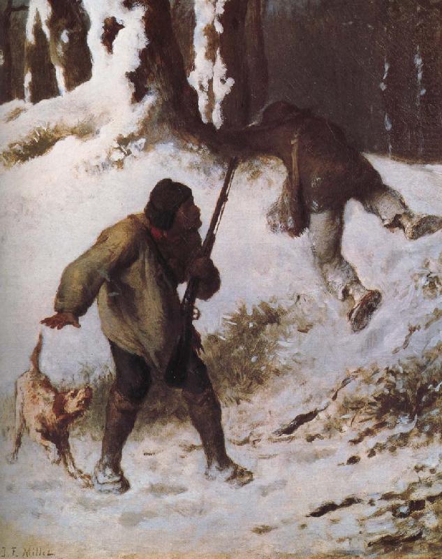 Jean Francois Millet The thief in the snow china oil painting image
